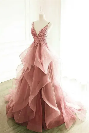 Spaghetti Strap Backless A-line Tulle Vestidos De Noche Elegant Sleeveless Floor-Length Prom Dresses