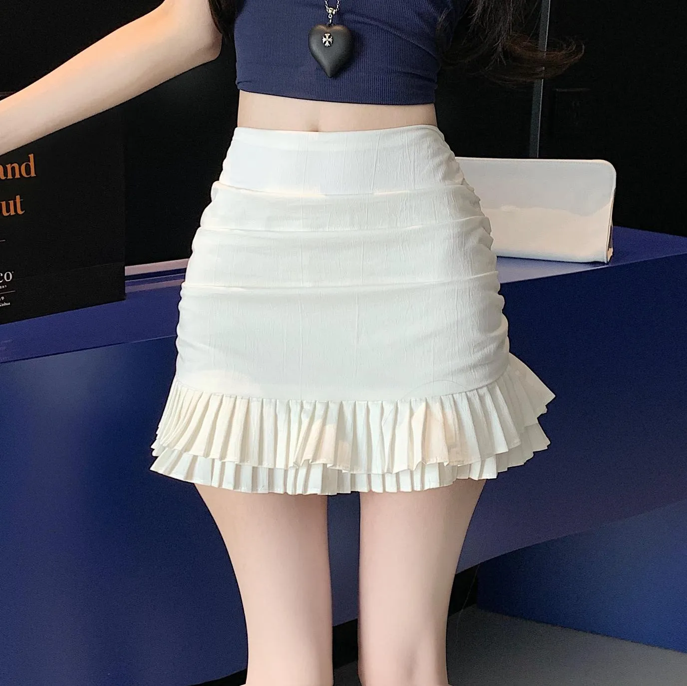Stylish Pleated Shirred Bodycon Skirt for Women's Sweet Look