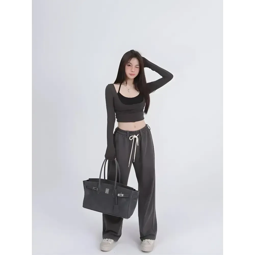 Stylish Two Piece Set with Deep Scoop Neck and Halter Strap