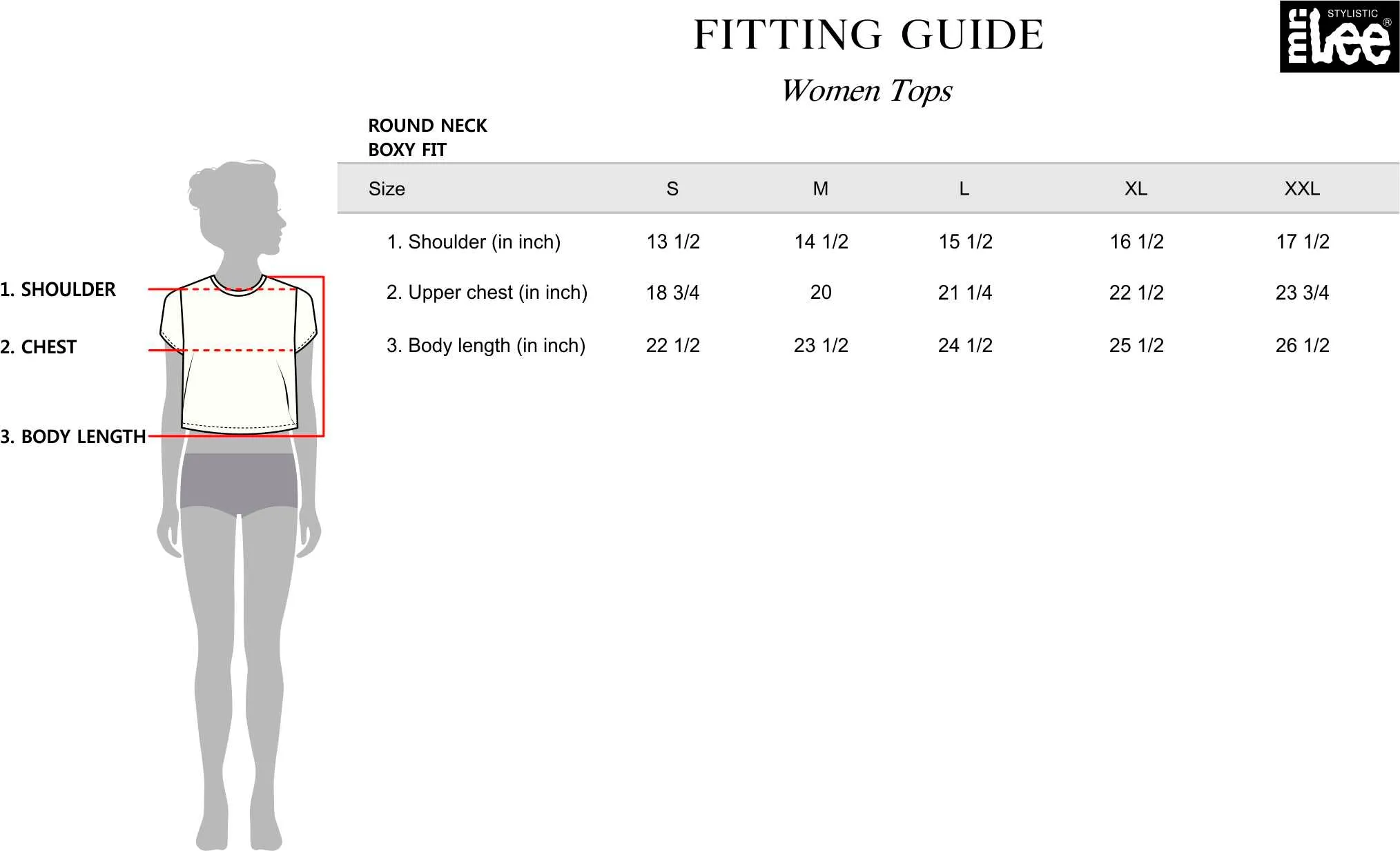 Stylistic Mr. Lee Ladies Basic Tees Missed Lycra Fabric Boxy Fit 154388 (Gray)