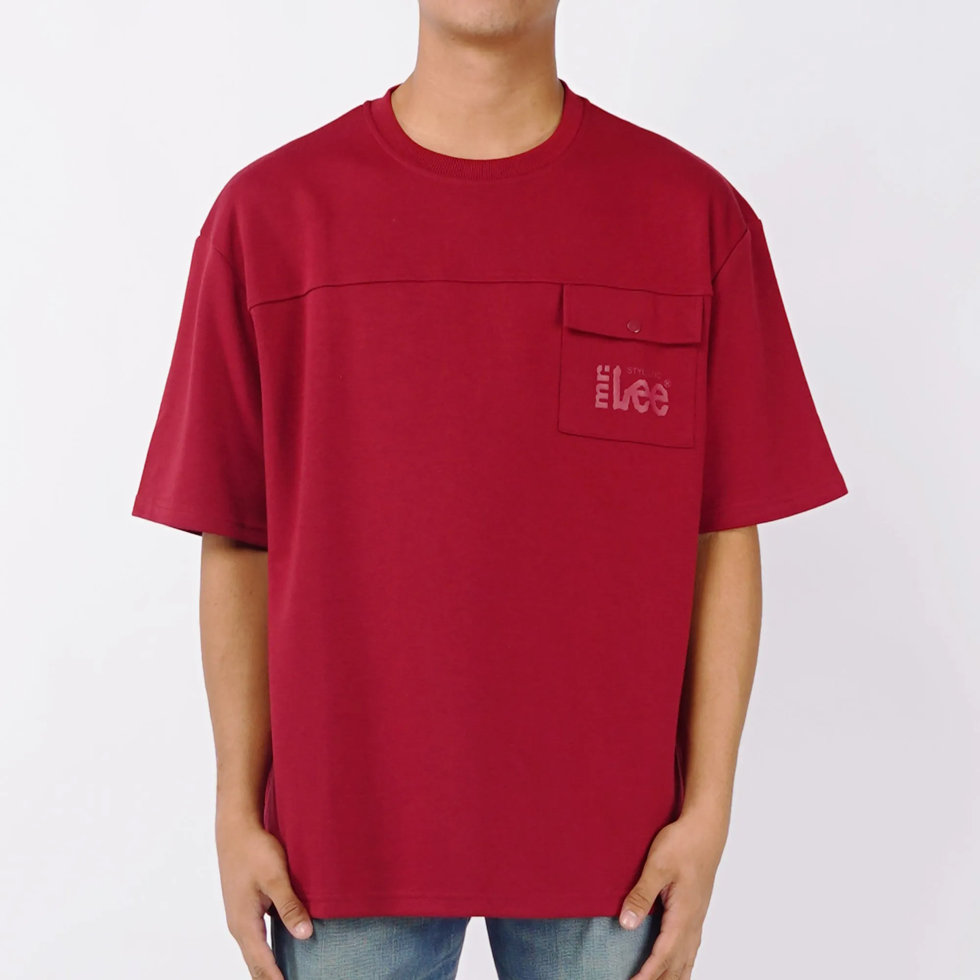 Stylistic Mr. Lee Men's Basic Tees Boxy Fit 116178 (Maroon)