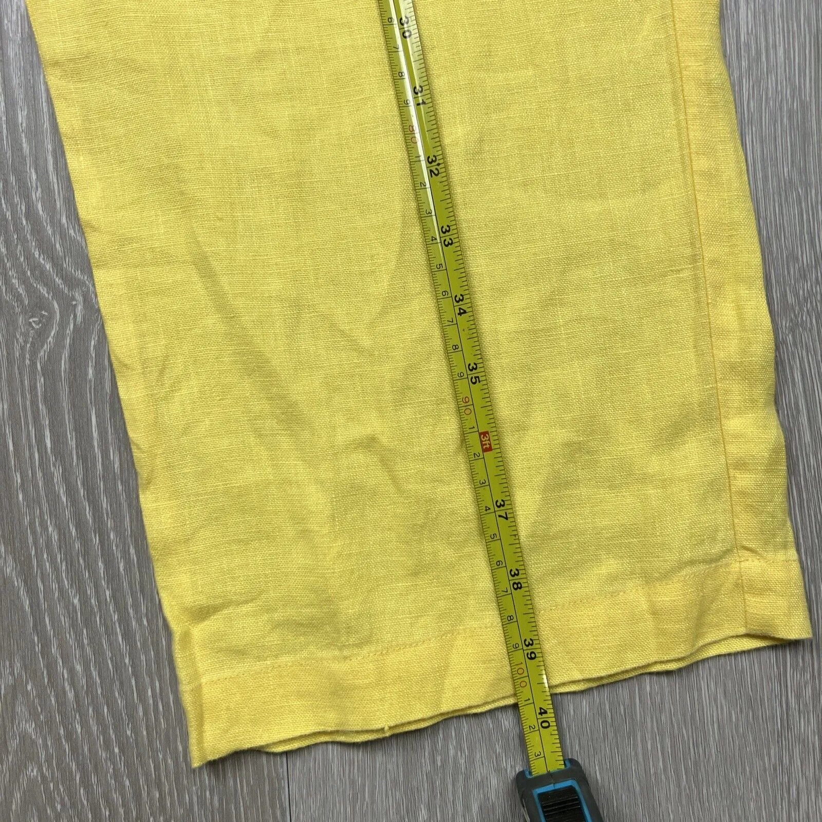 Subtitled Womens Yellow 100% Linen Wide Leg Pants Size Small (New)