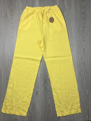Subtitled Womens Yellow 100% Linen Wide Leg Pants Size Small (New)