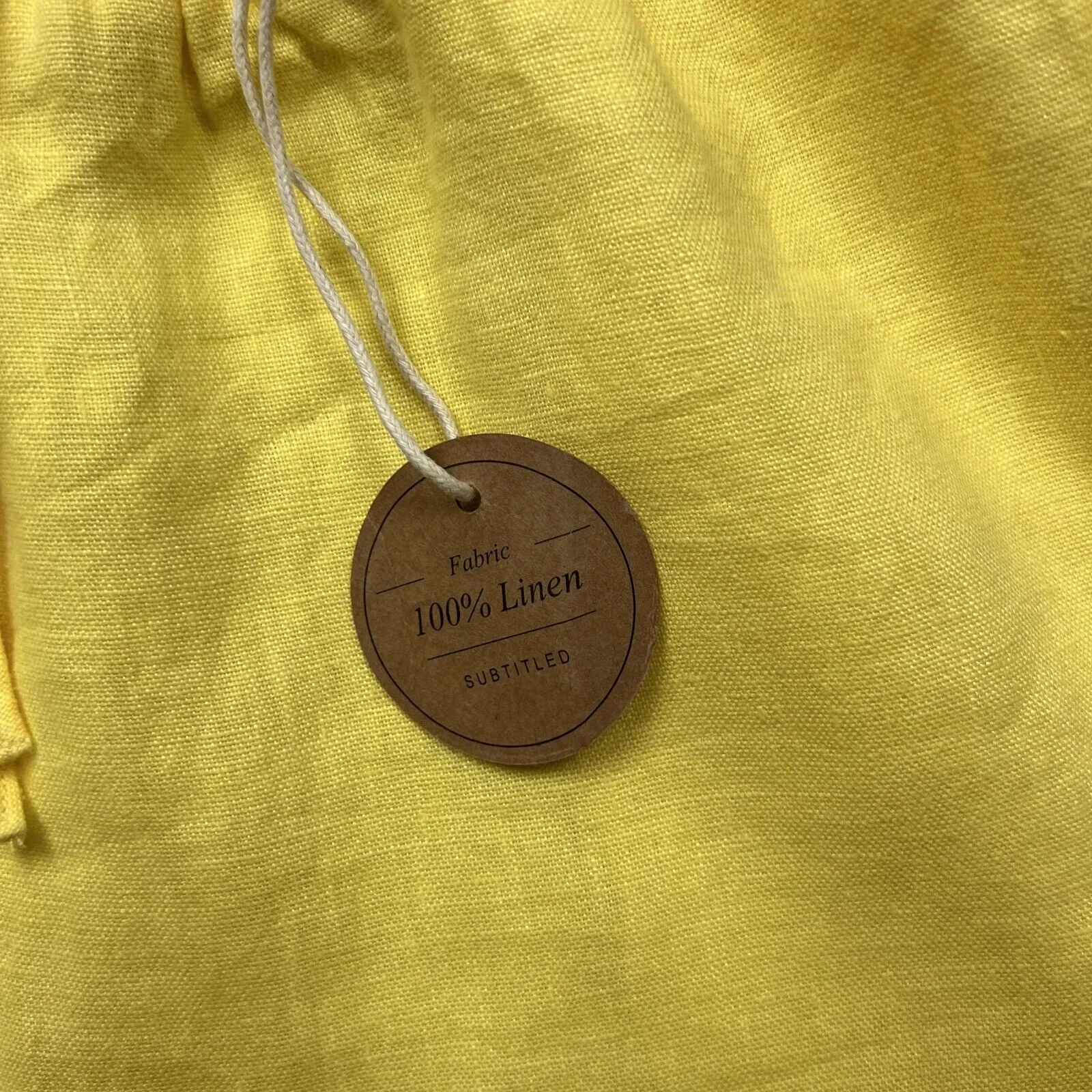 Subtitled Womens Yellow 100% Linen Wide Leg Pants Size Small (New)