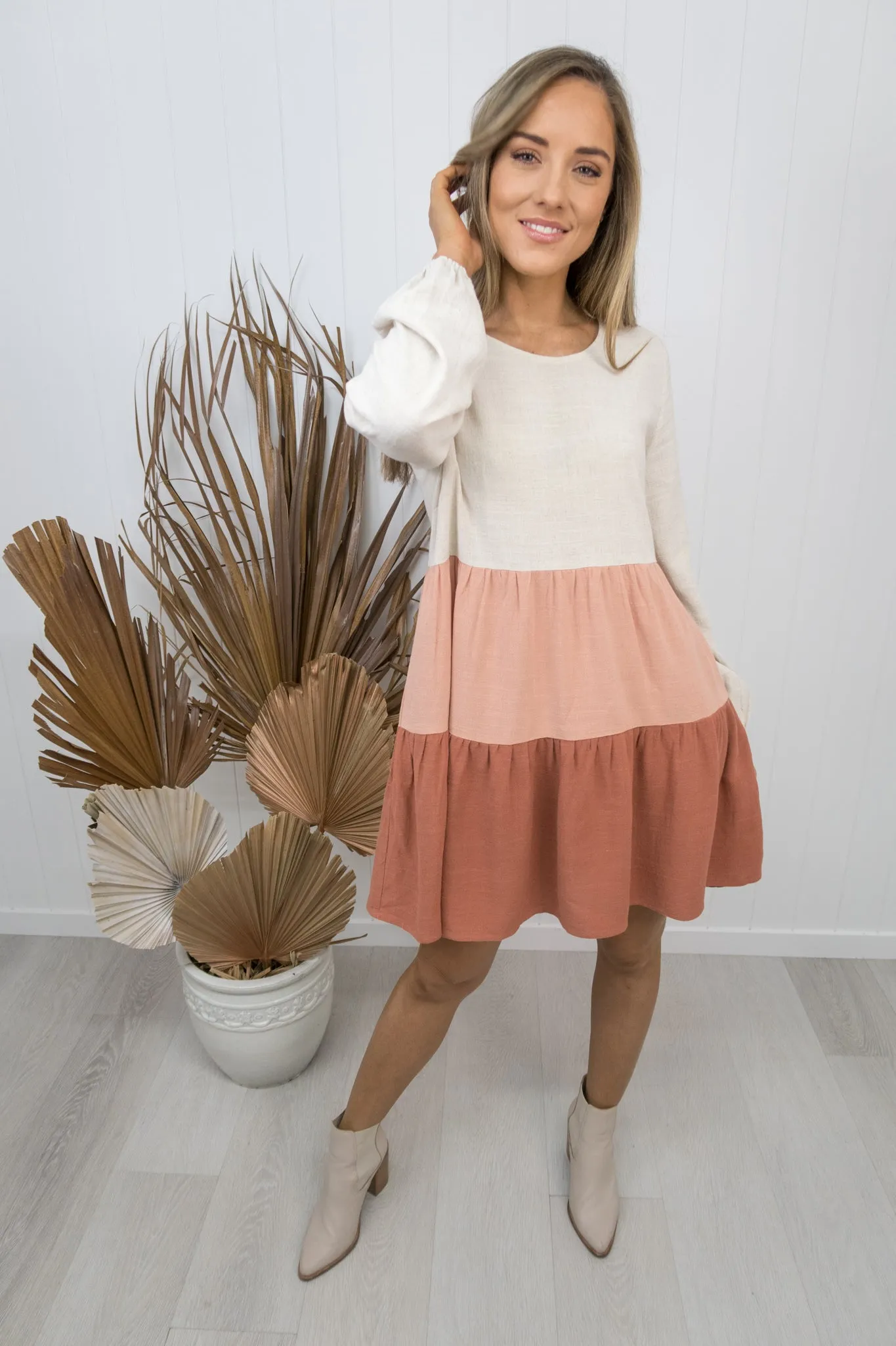 Teddie Dress -Blush/beige
