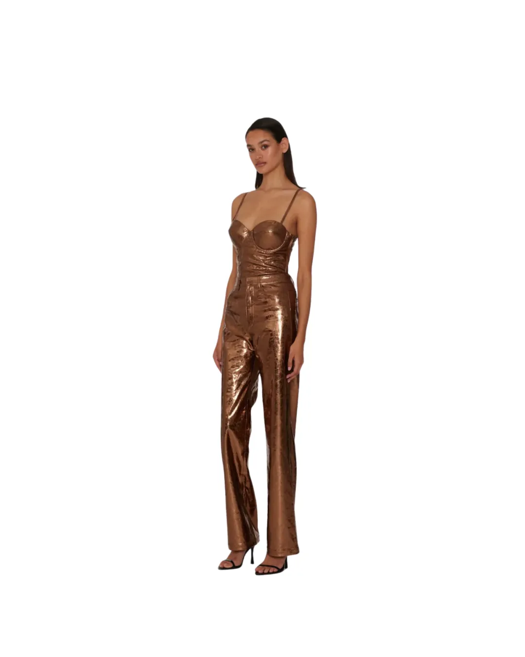 Textured High Waist Pants Toasted Coconut