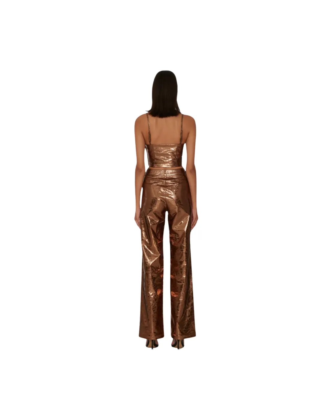 Textured High Waist Pants Toasted Coconut