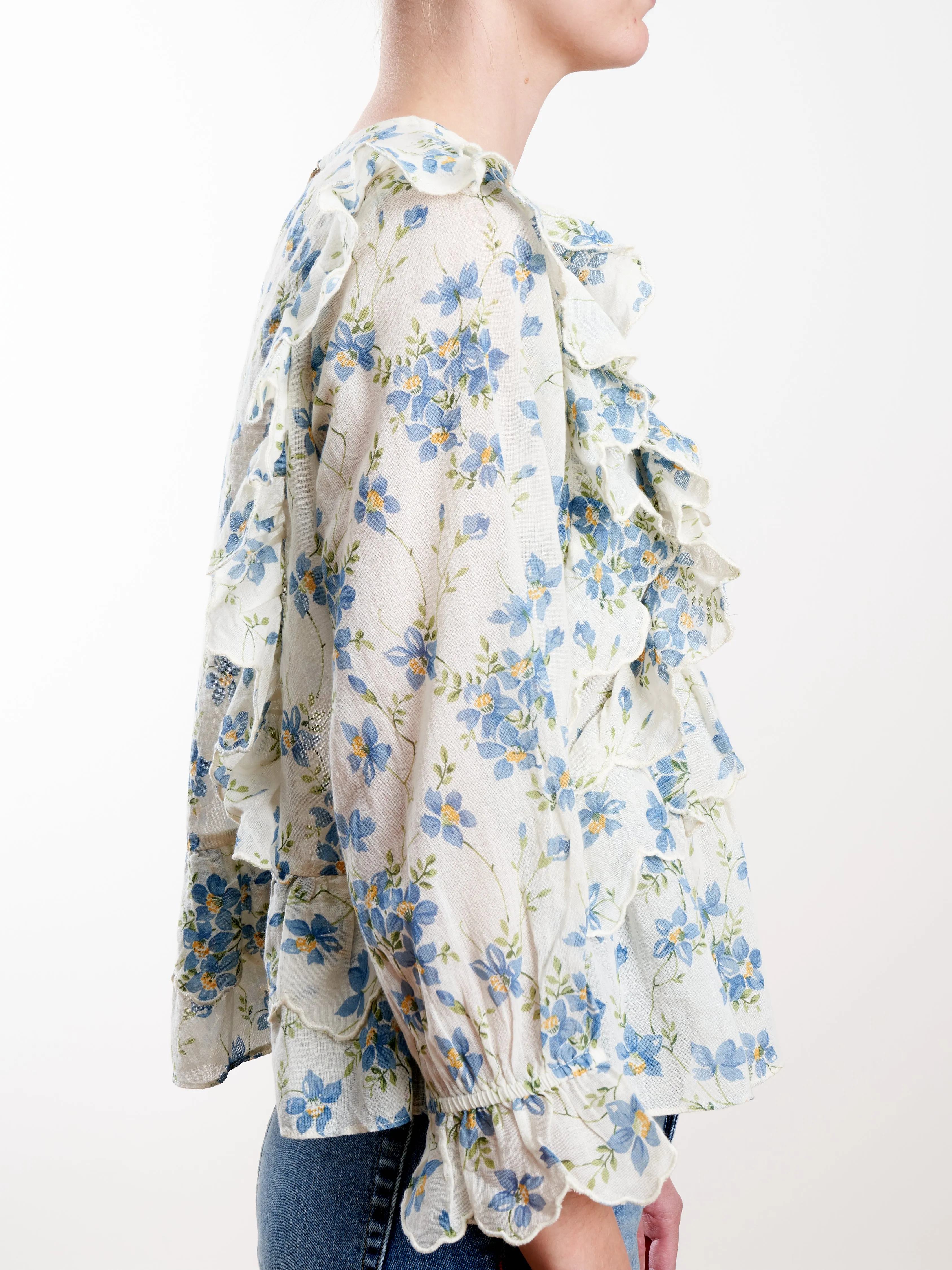 the flutter top - blue bonnet floral