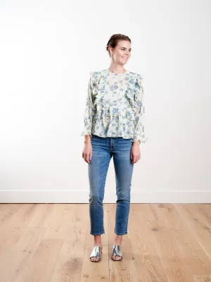 the flutter top - blue bonnet floral