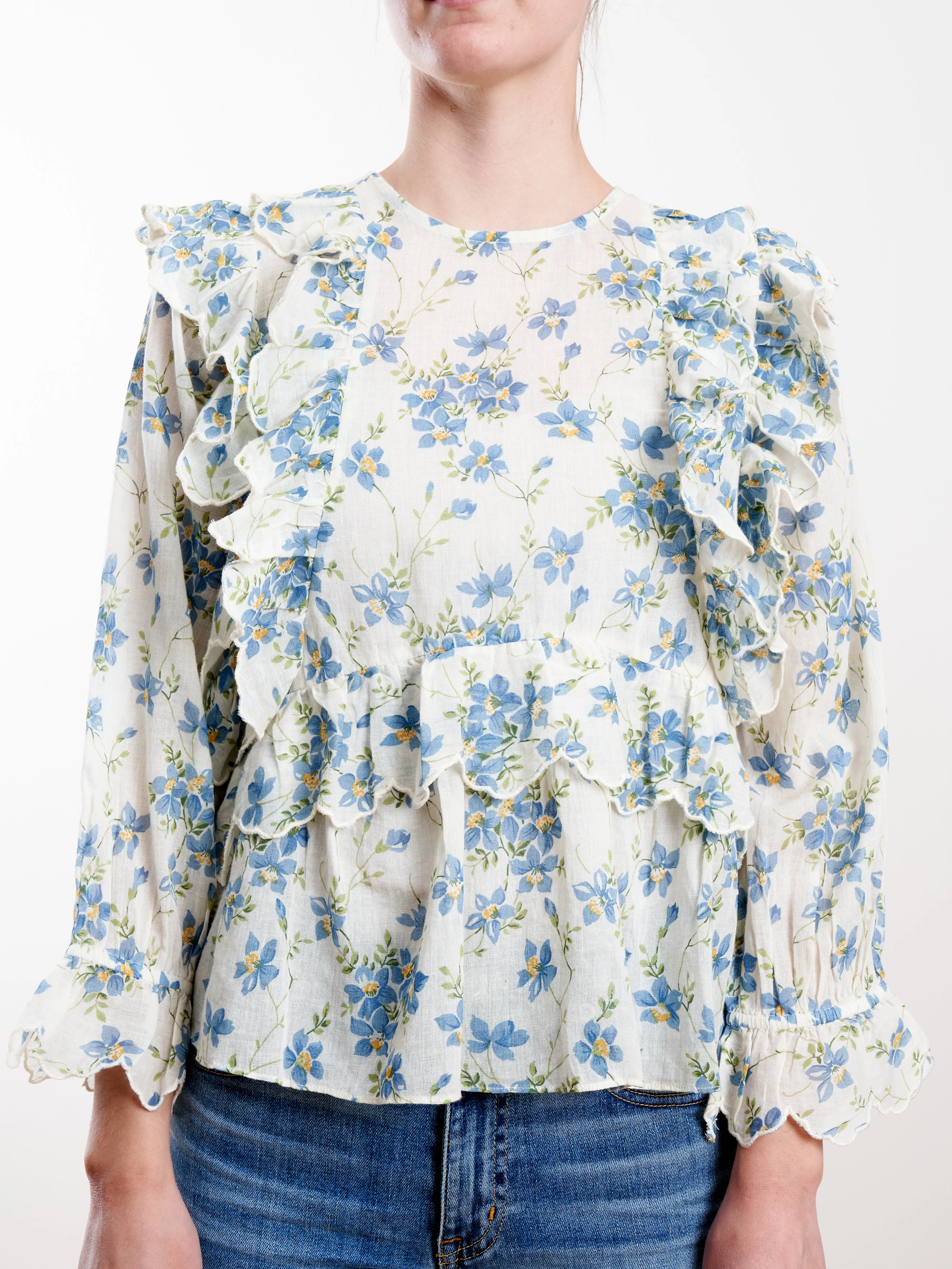 the flutter top - blue bonnet floral