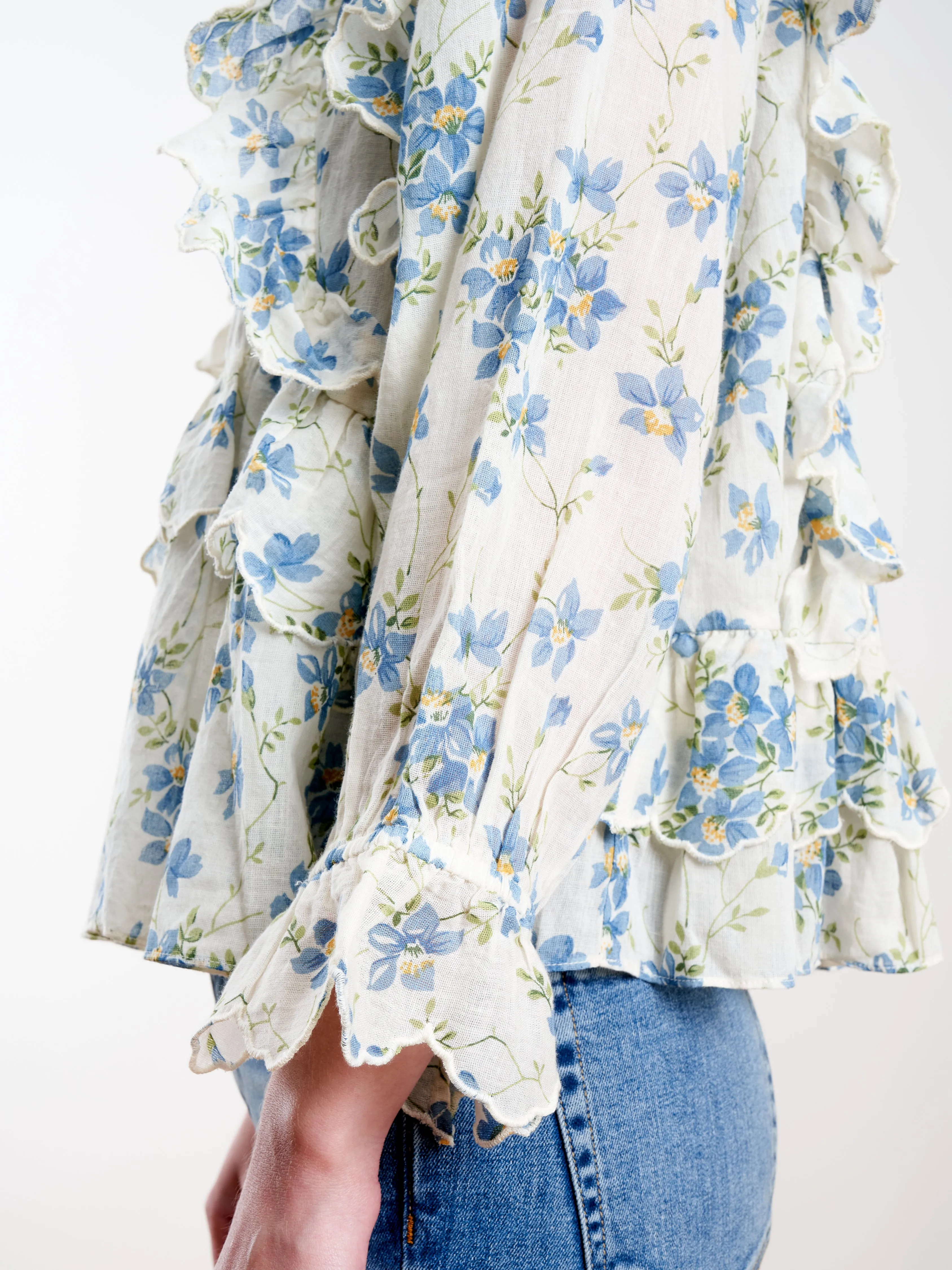 the flutter top - blue bonnet floral