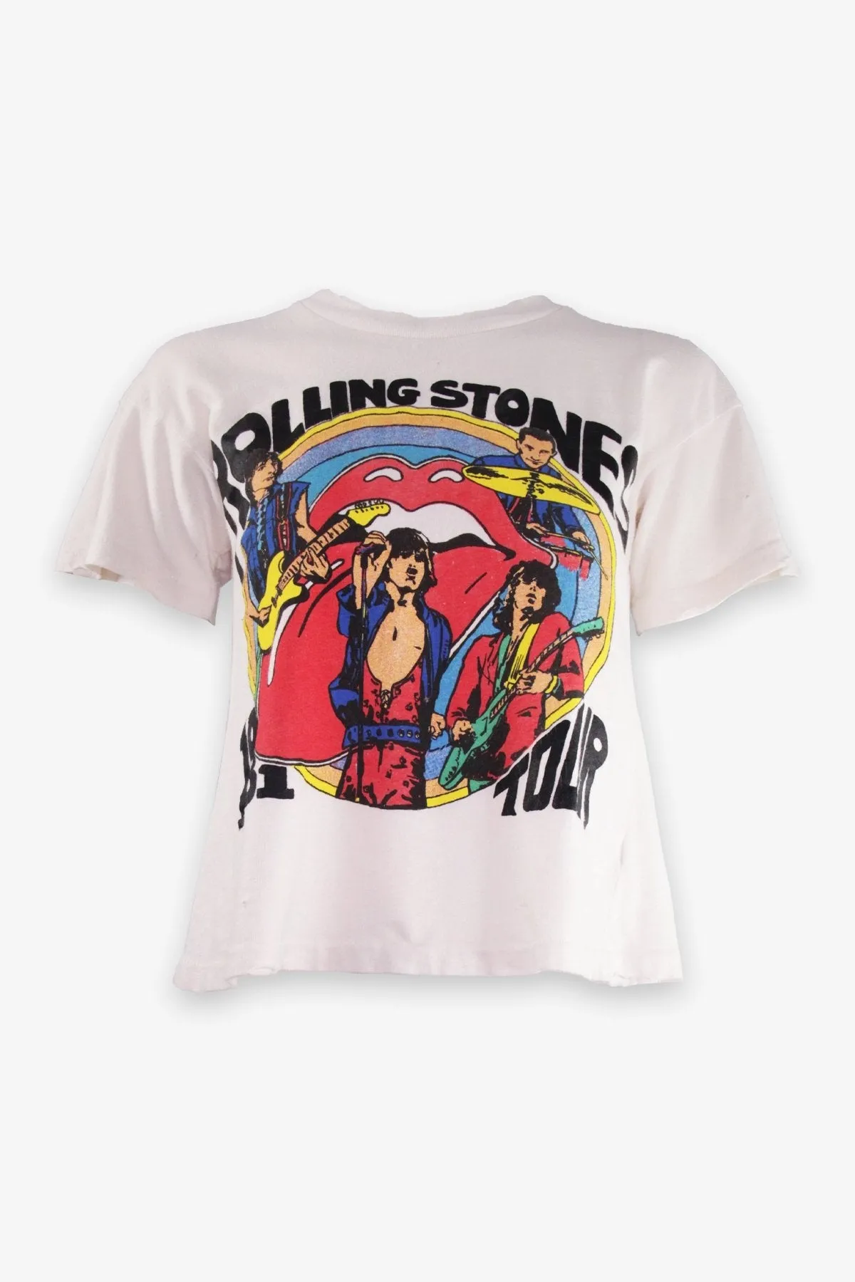 The Rolling Stones Unisex Cropped T-Shirt in White