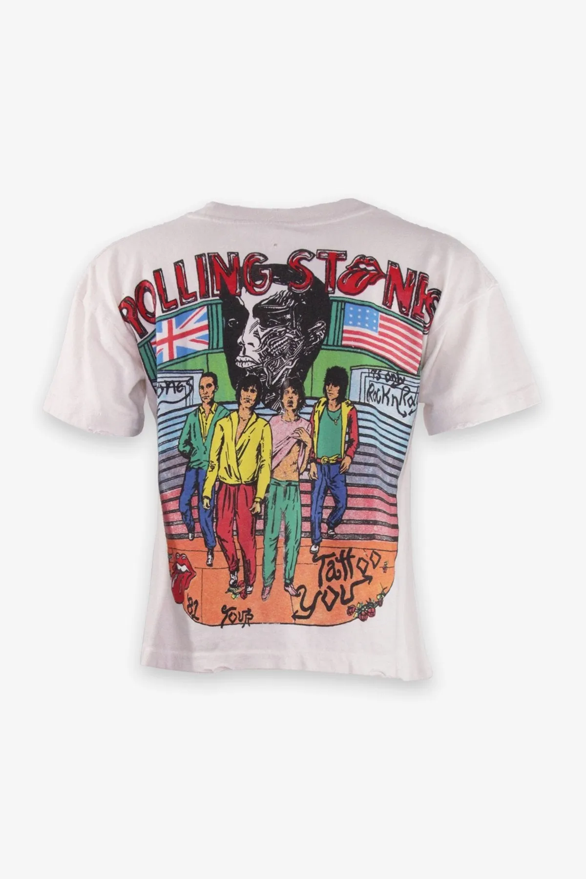The Rolling Stones Unisex Cropped T-Shirt in White