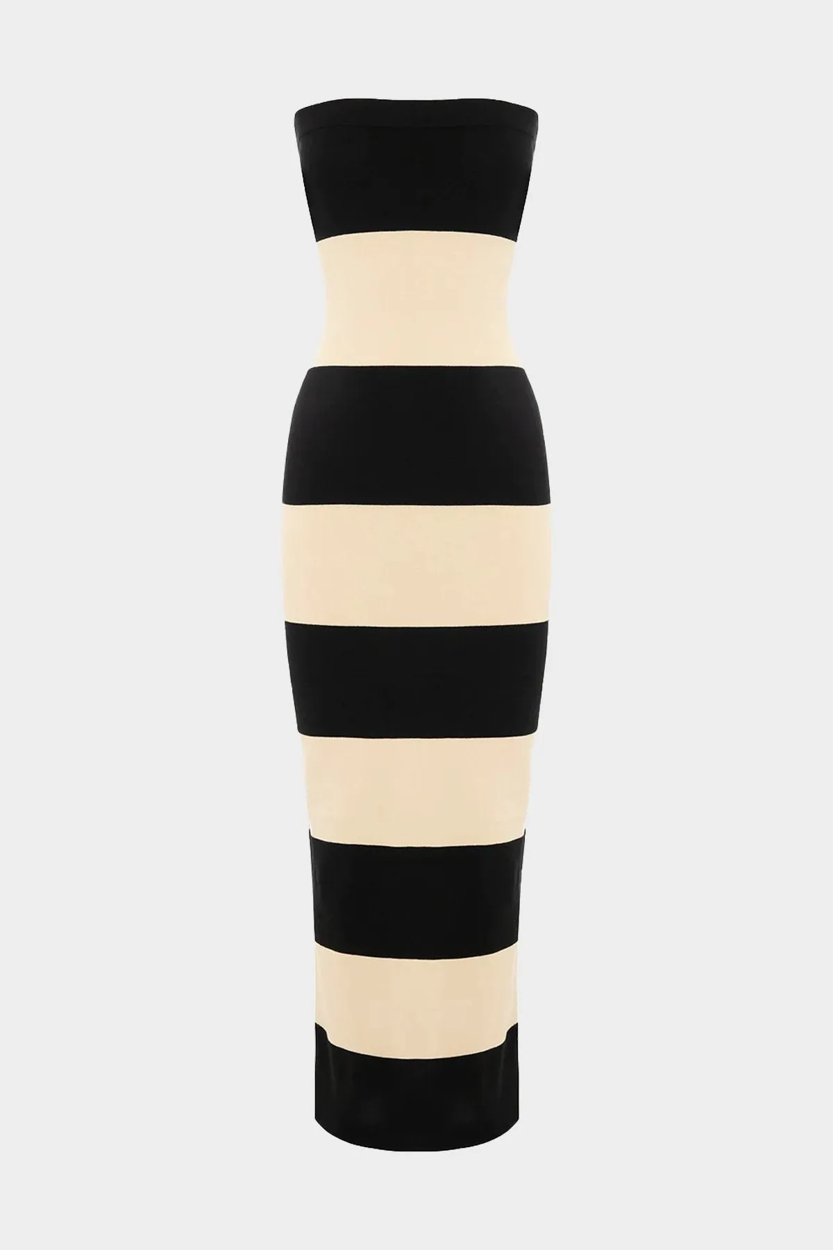 Theo Strapless Dress in Bone/Black