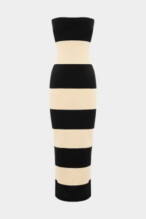 Theo Strapless Dress in Bone/Black