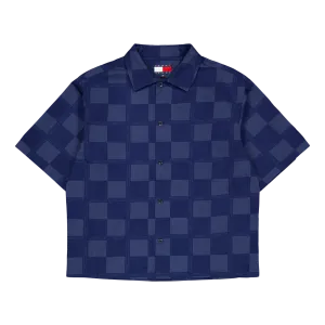 Tjcu Boxy 1985 Checkerbrd Shir Carbon Navy