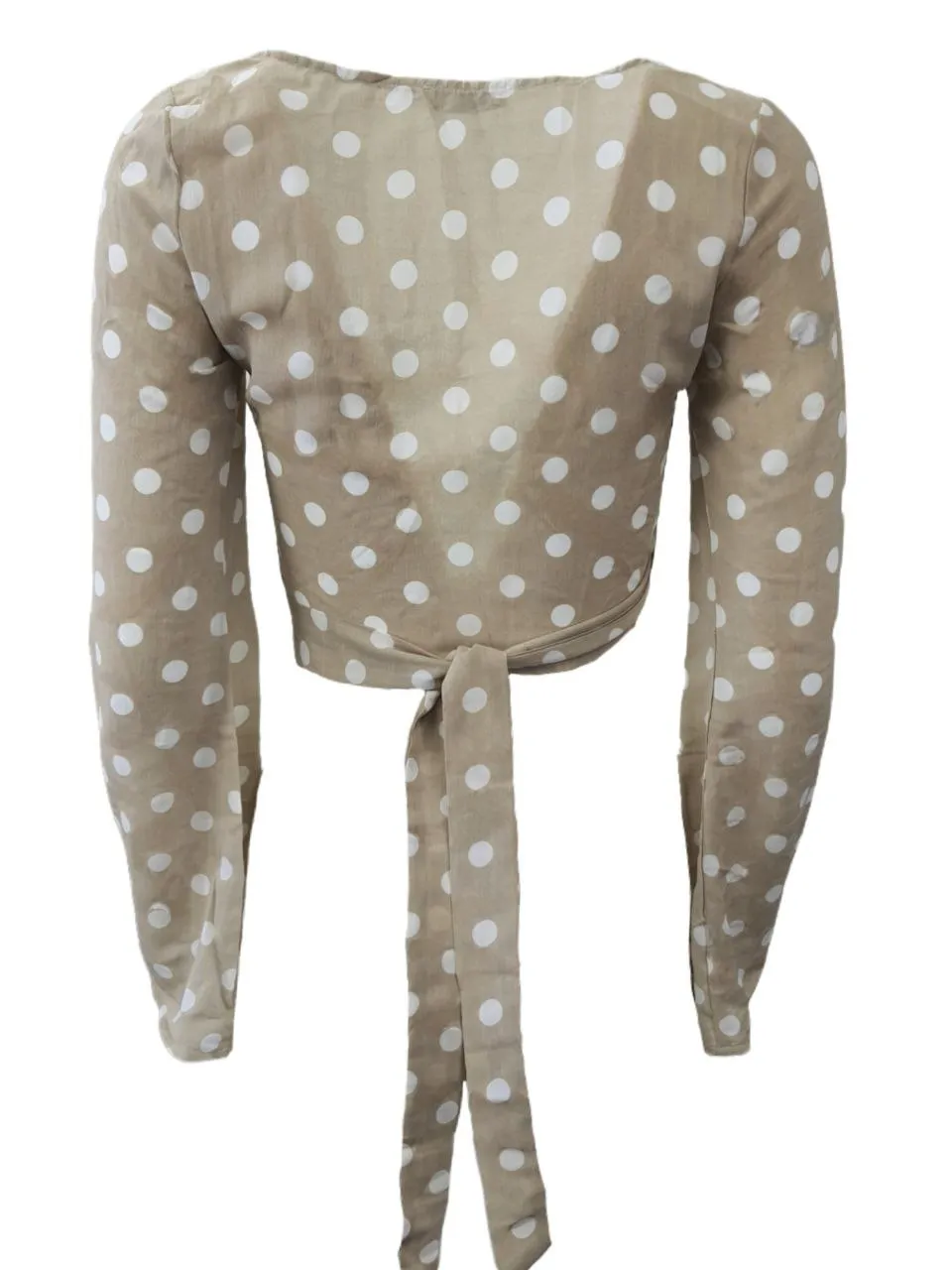 TOBY HEART GINGER Women's Beige Polka Dot Lulu Crop Top #T1060 NWT