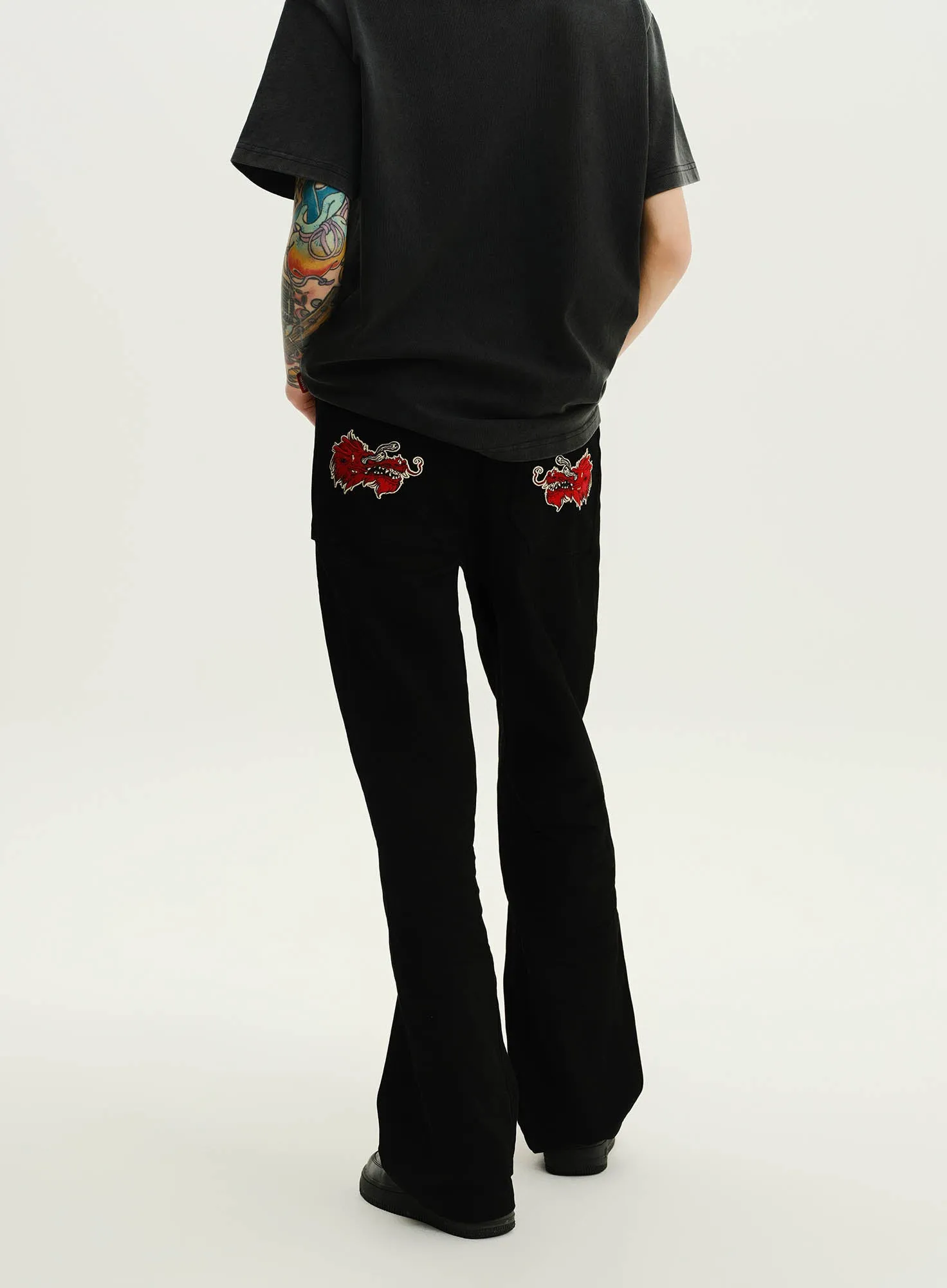 UnDeR20 SS25 Dragon Sakura Flared Wide-Leg Pants