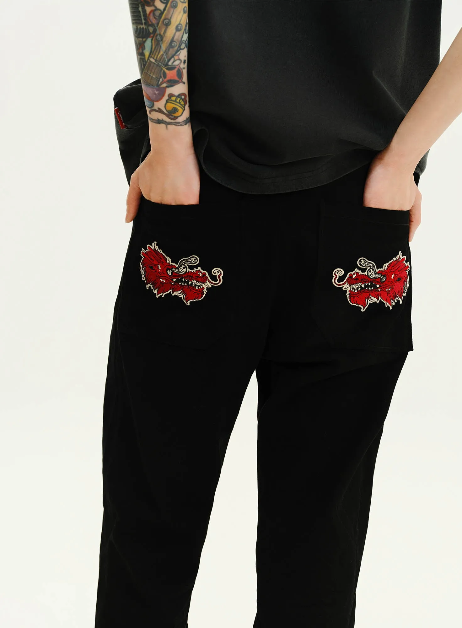 UnDeR20 SS25 Dragon Sakura Flared Wide-Leg Pants