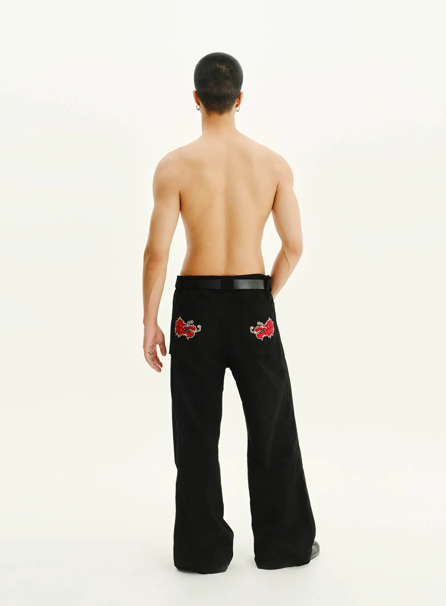 UnDeR20 SS25 Dragon Sakura Flared Wide-Leg Pants