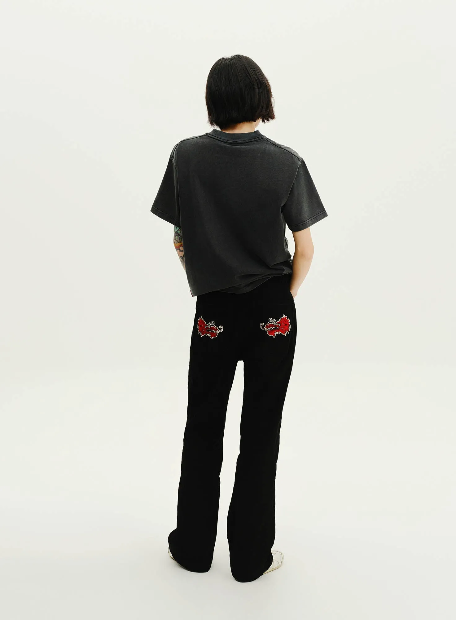 UnDeR20 SS25 Dragon Sakura Flared Wide-Leg Pants