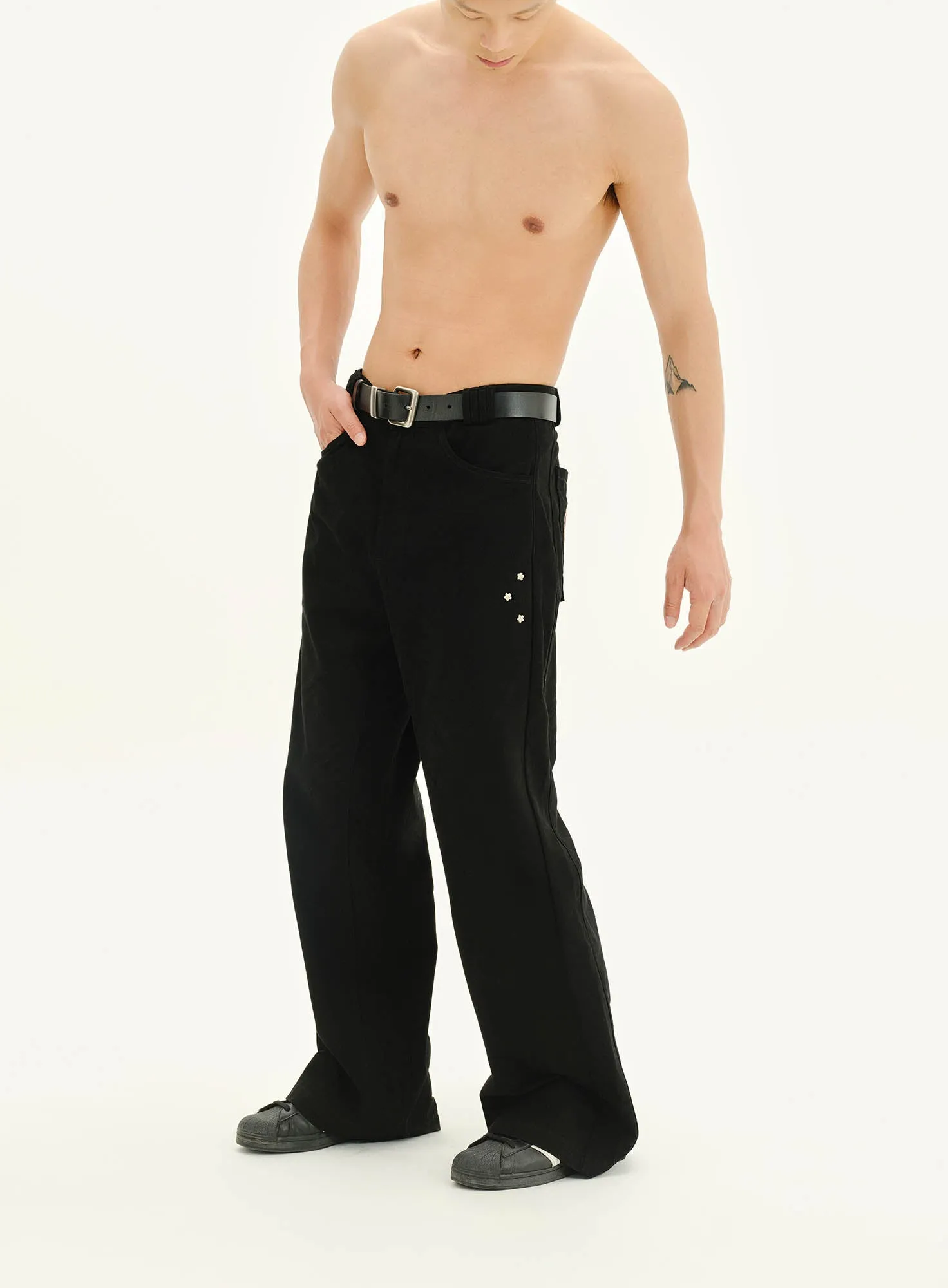 UnDeR20 SS25 Dragon Sakura Flared Wide-Leg Pants