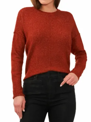 Vince Camuto Cozy Long Sleeve Extend Shoulder Sweater - Rust Size L