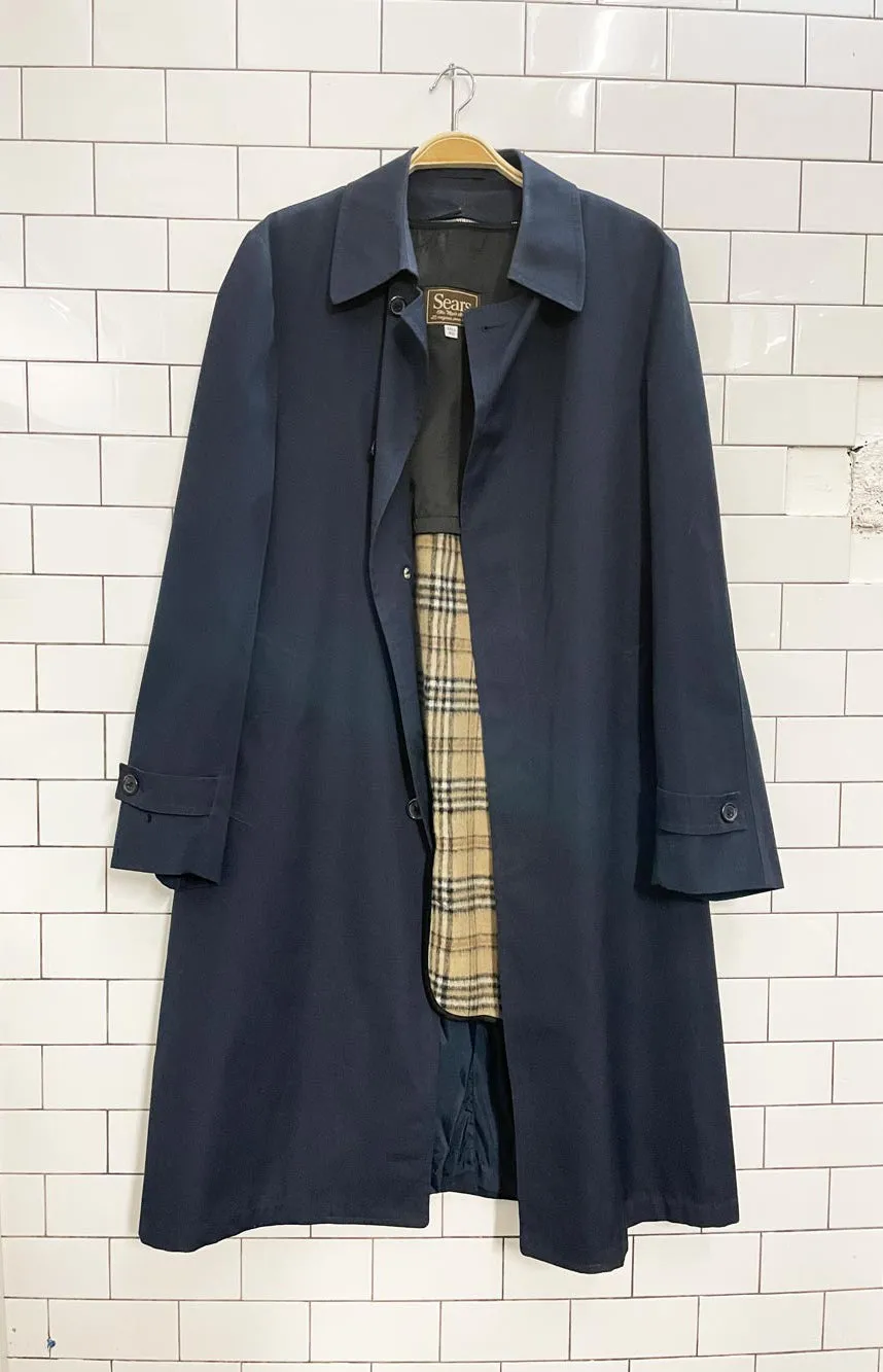vintage 80s sears trench w nova check liner