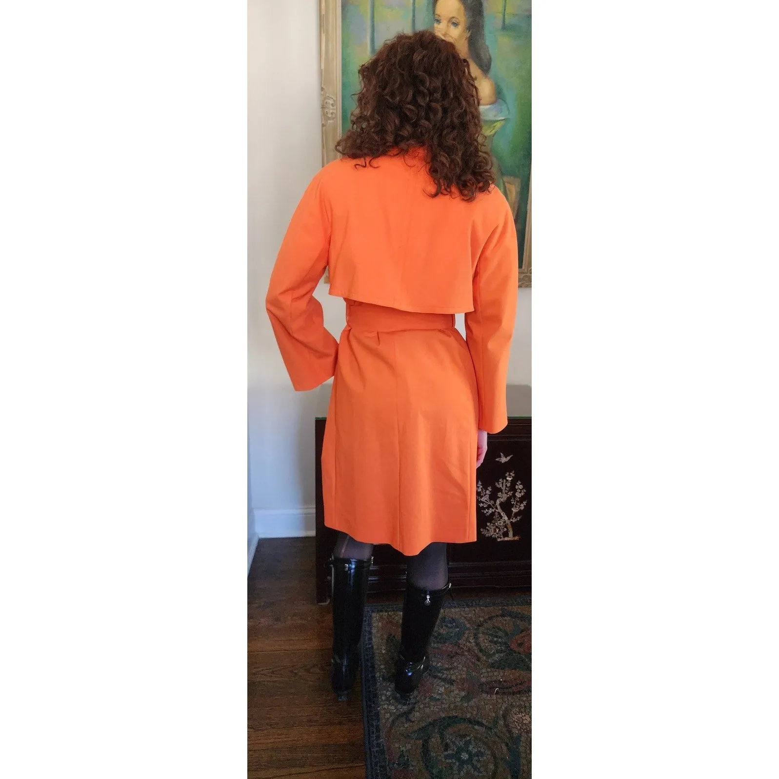 Vintage Y2K ESCADA Orange Trench Coat Double Breasted / M