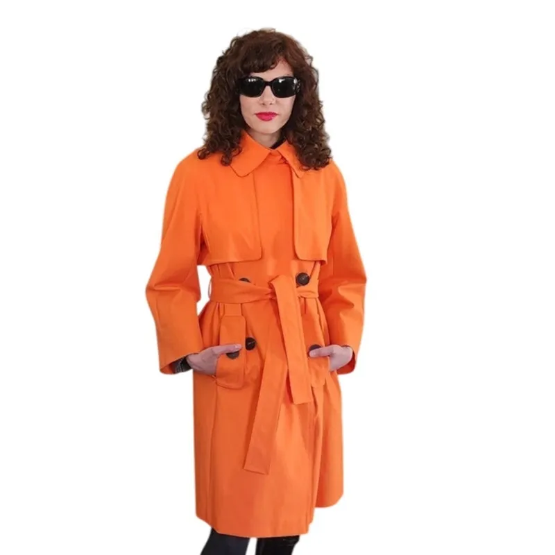 Vintage Y2K ESCADA Orange Trench Coat Double Breasted / M
