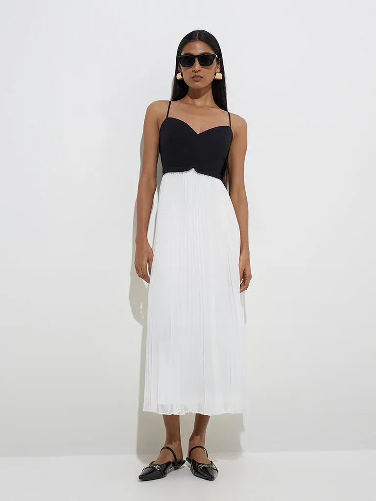Wardrobe Black Accordion Pleated A-Line Dress