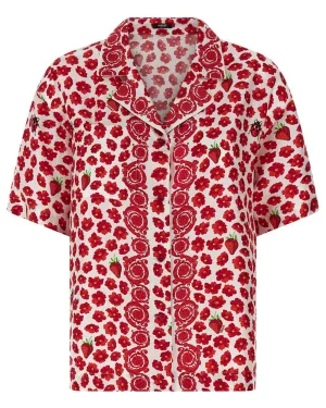 White and Red Strawberry Garden Shirt