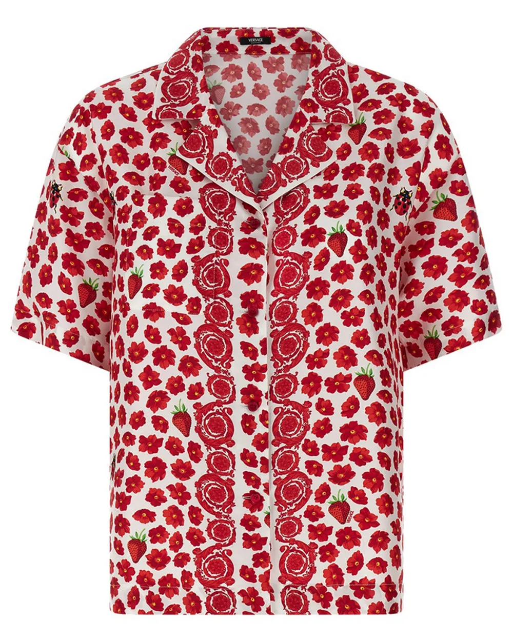 White and Red Strawberry Garden Shirt
