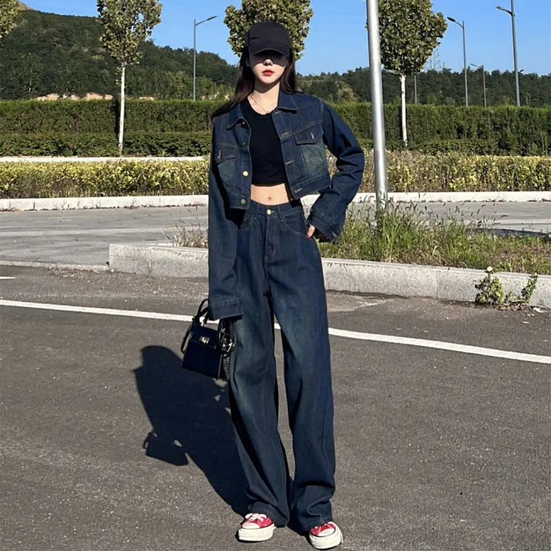 Wide Leg Jeans Two-piece Suit