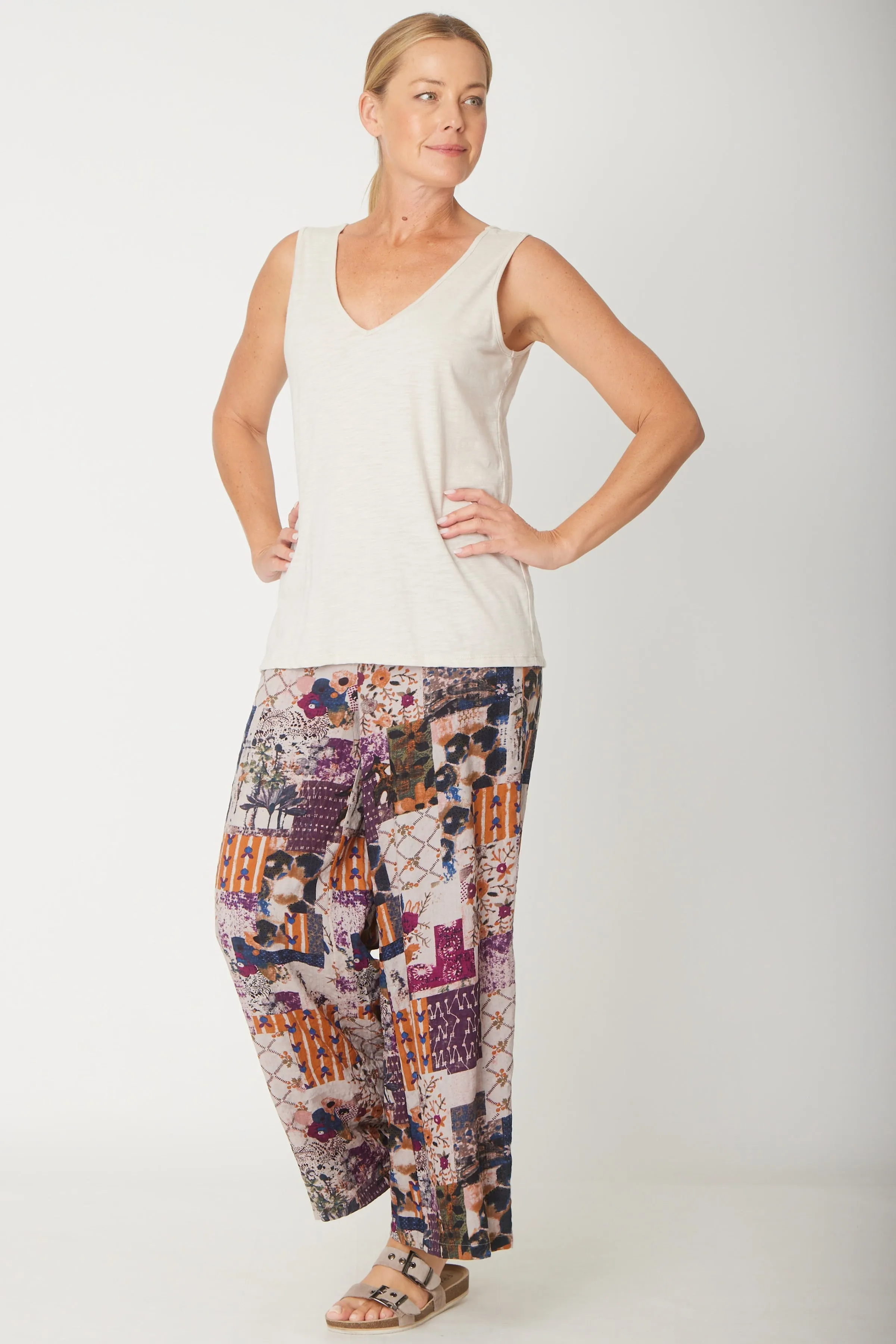 Wide Leg Lined Pant- Plum- 30829