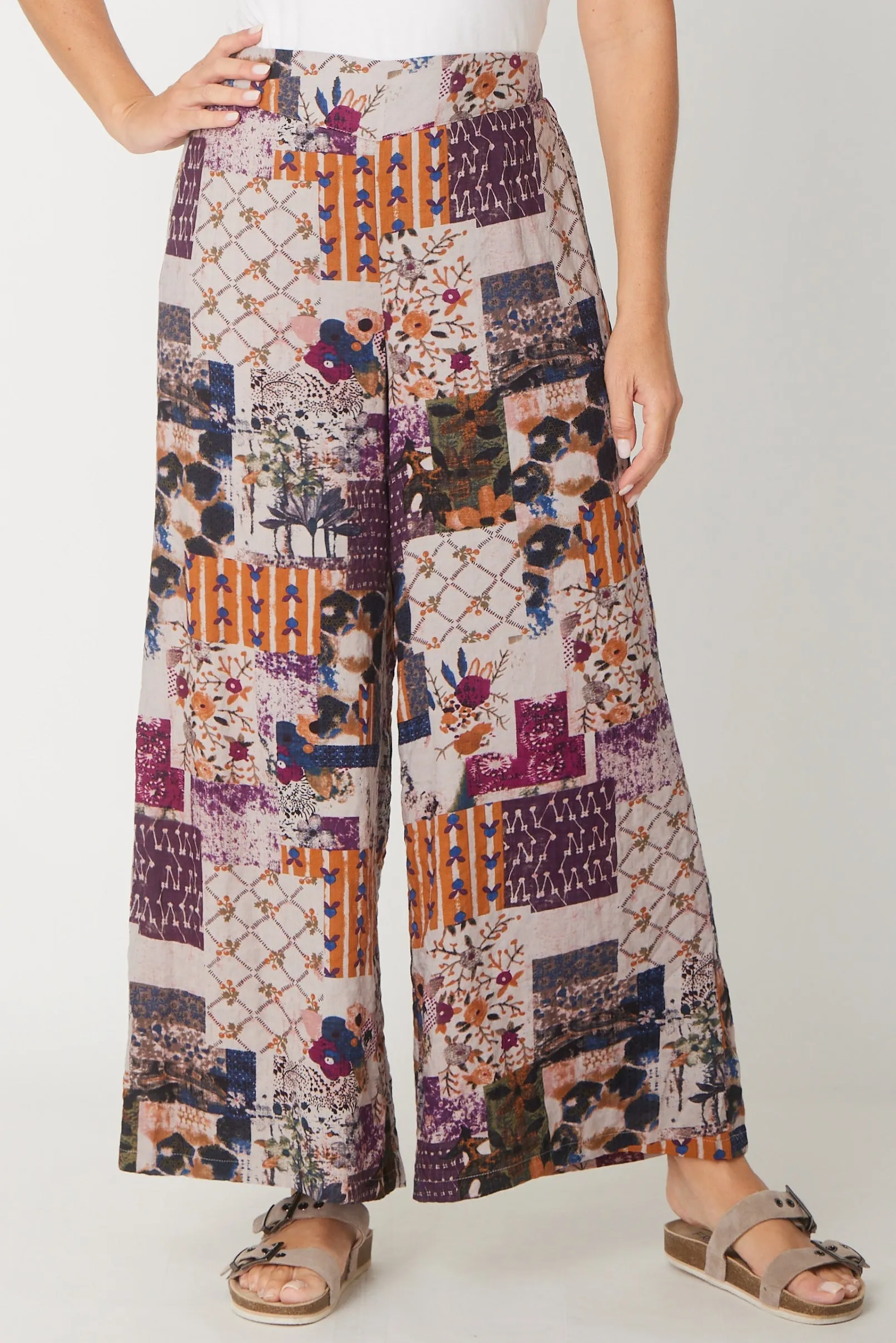 Wide Leg Lined Pant- Plum- 30829