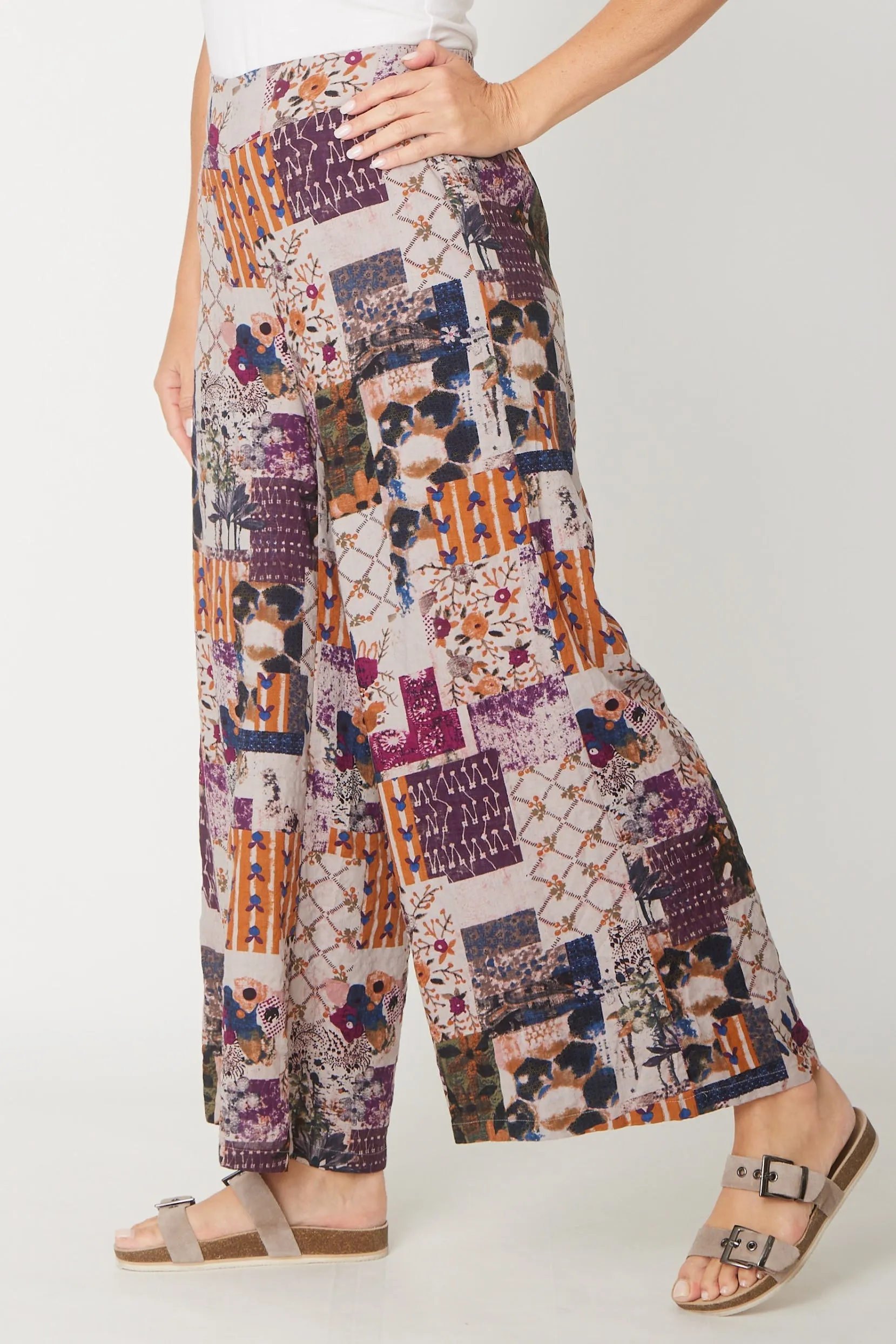Wide Leg Lined Pant- Plum- 30829