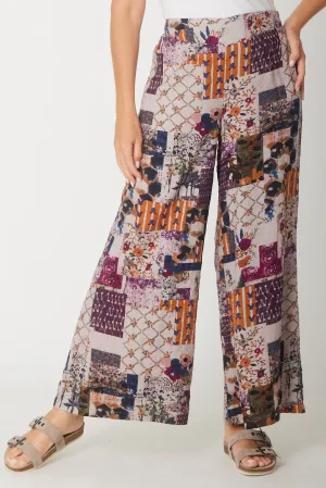 Wide Leg Lined Pant- Plum- 30829