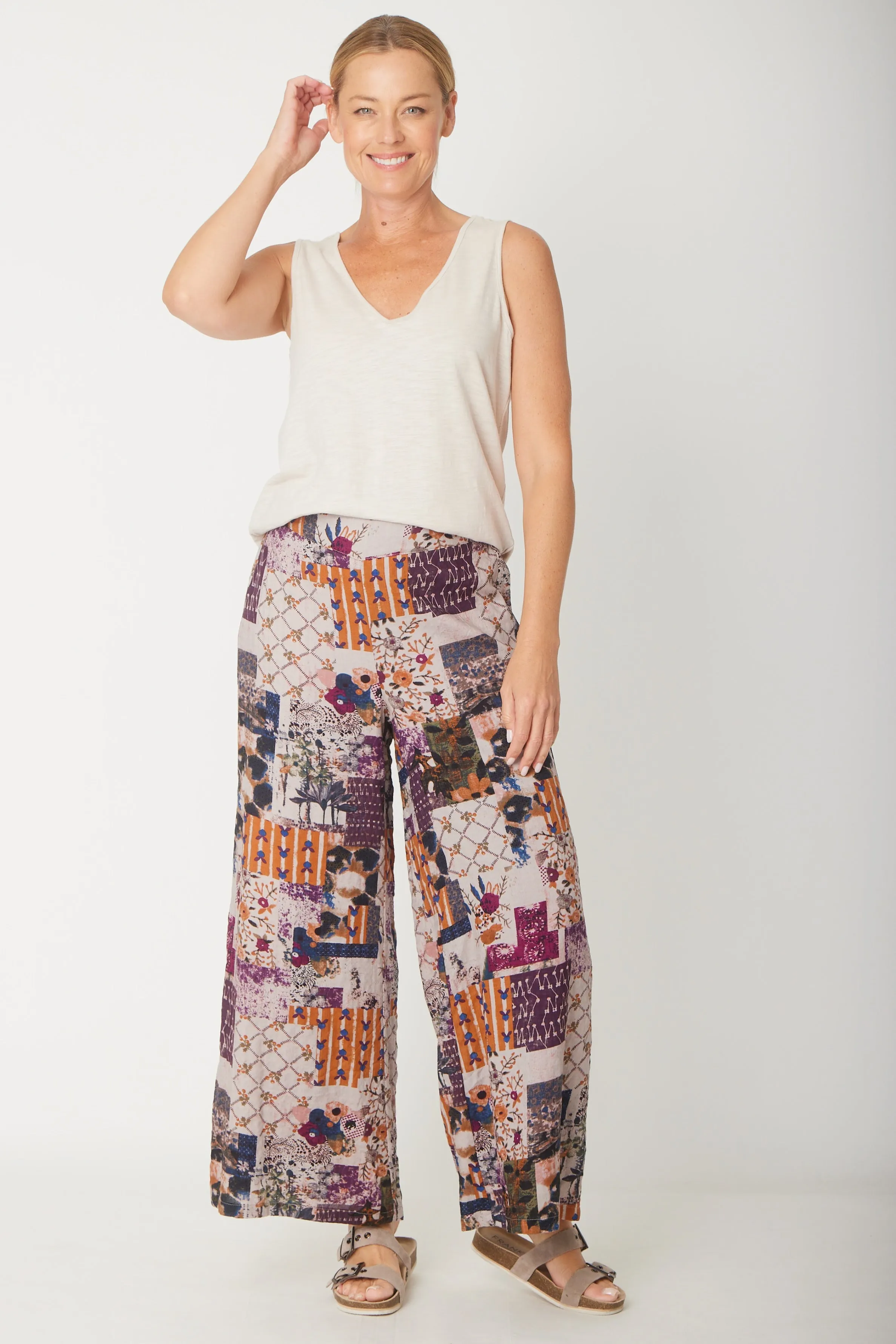 Wide Leg Lined Pant- Plum- 30829