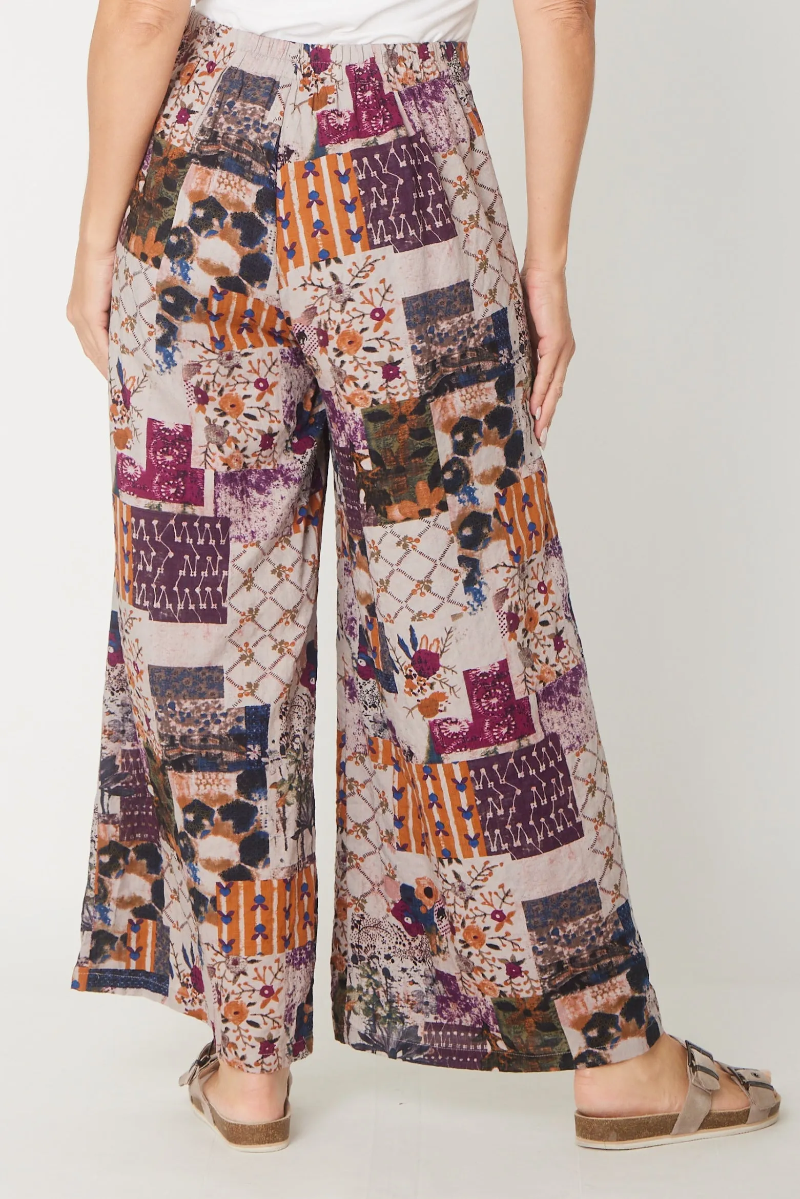 Wide Leg Lined Pant- Plum- 30829