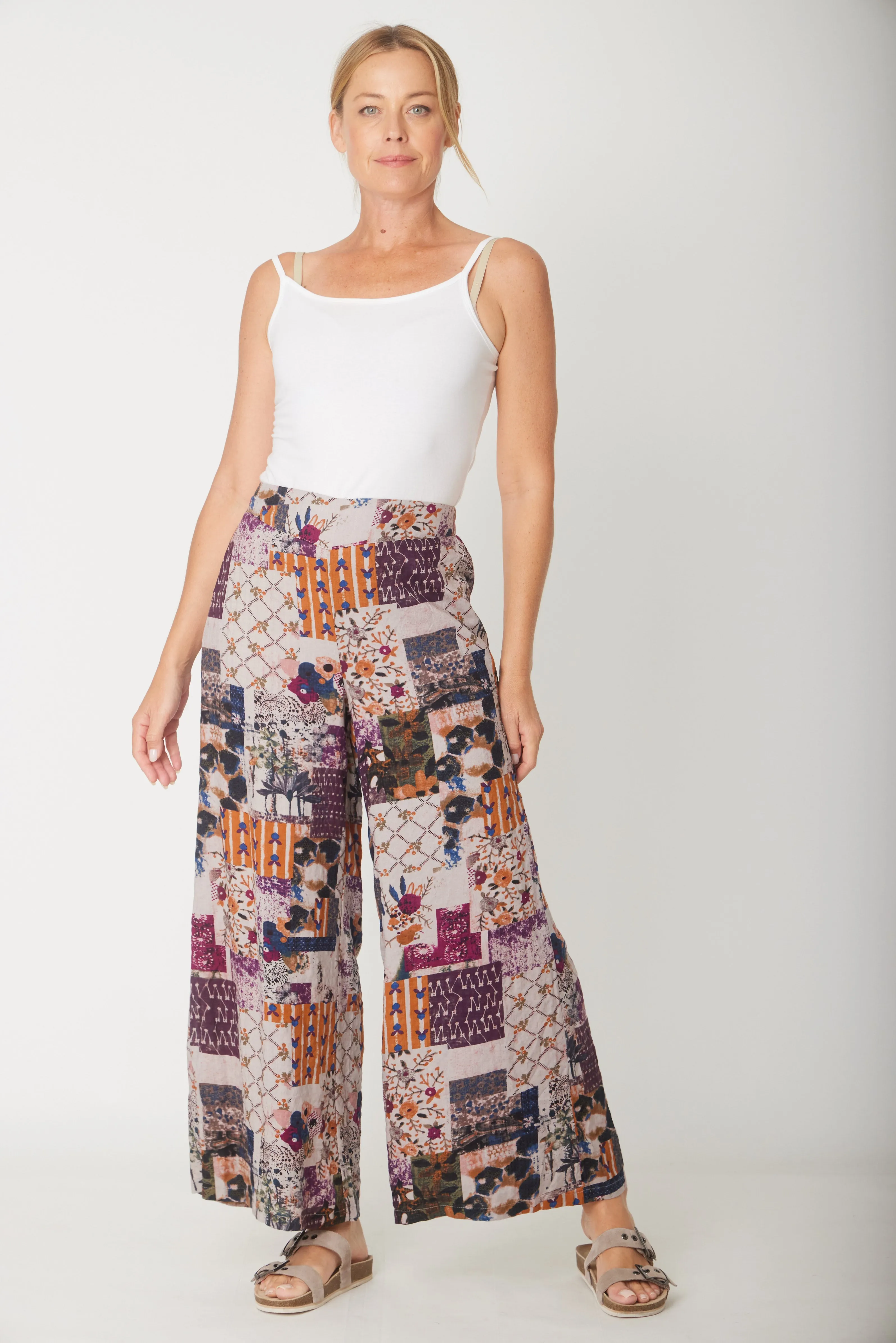 Wide Leg Lined Pant- Plum- 30829