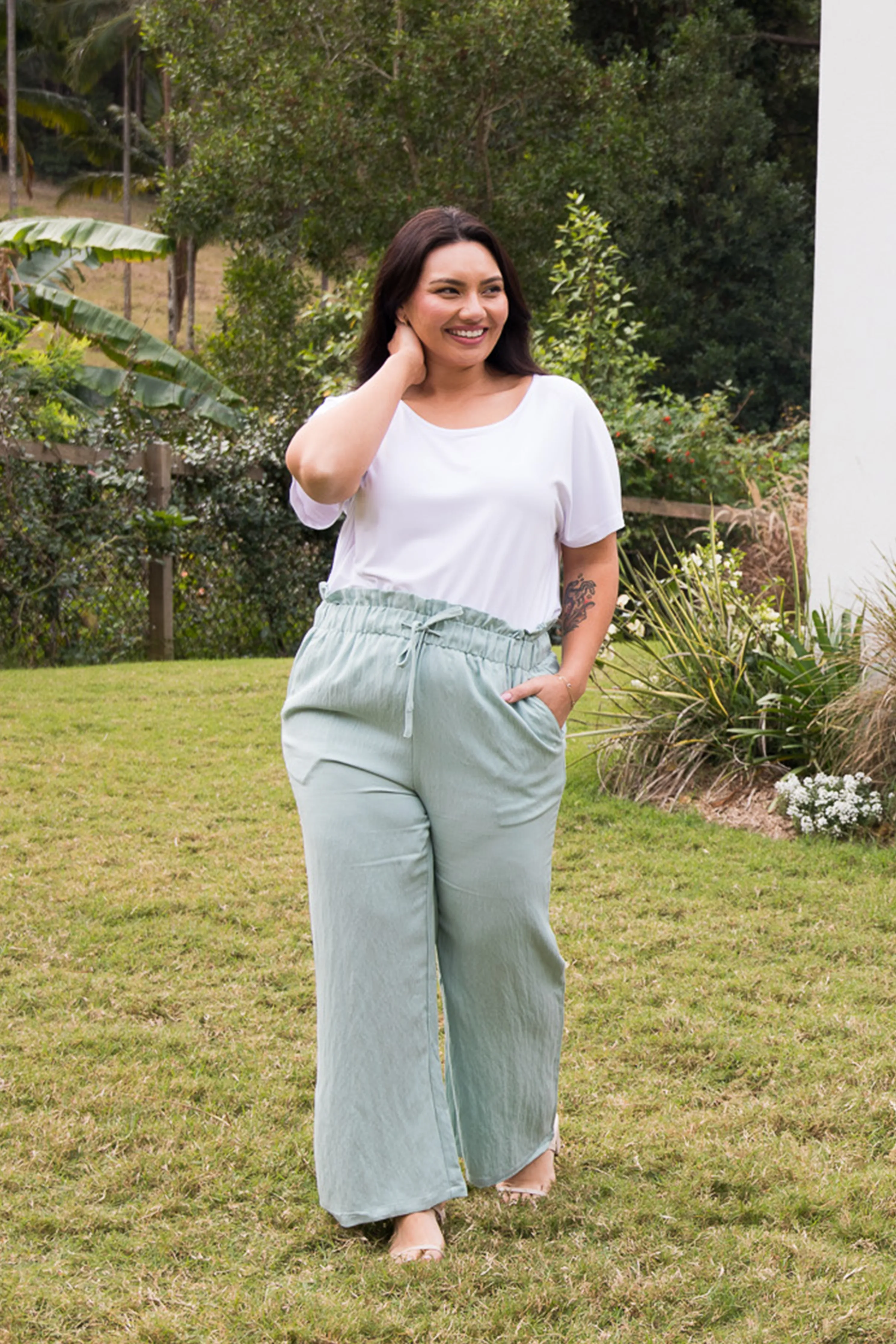 Wide Leg Olivia Pant | Mint | FINAL SALE