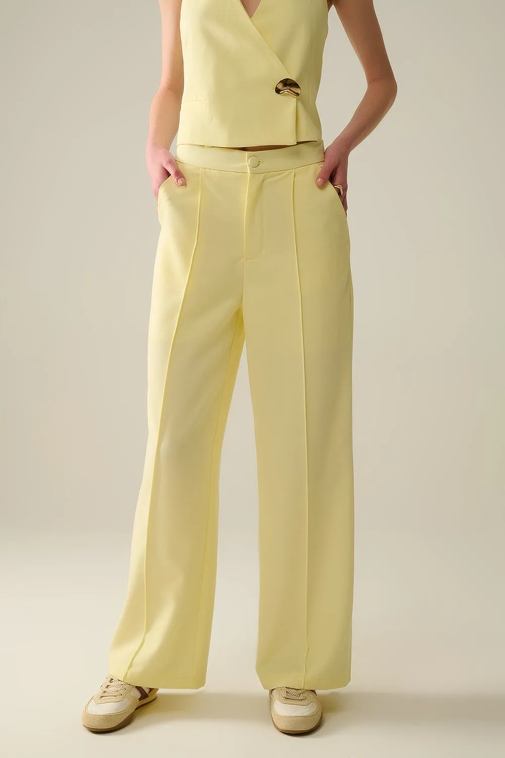 Wide Leg tailored pants In Yellow