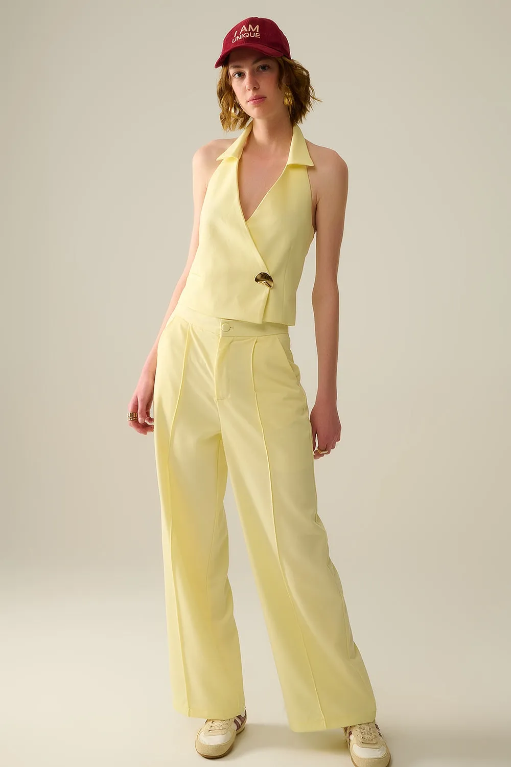 Wide Leg tailored pants In Yellow