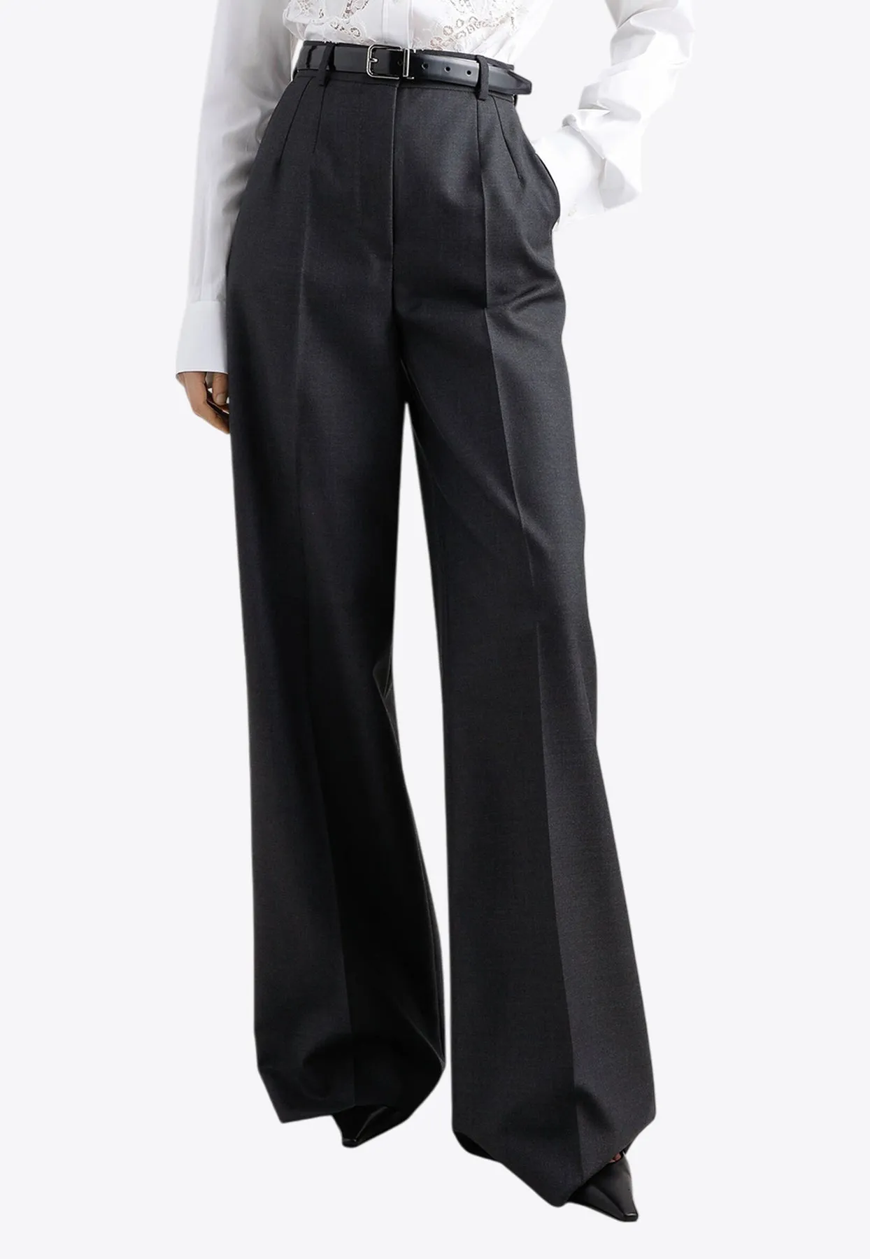 Wide-Leg Tailored Wool Pants