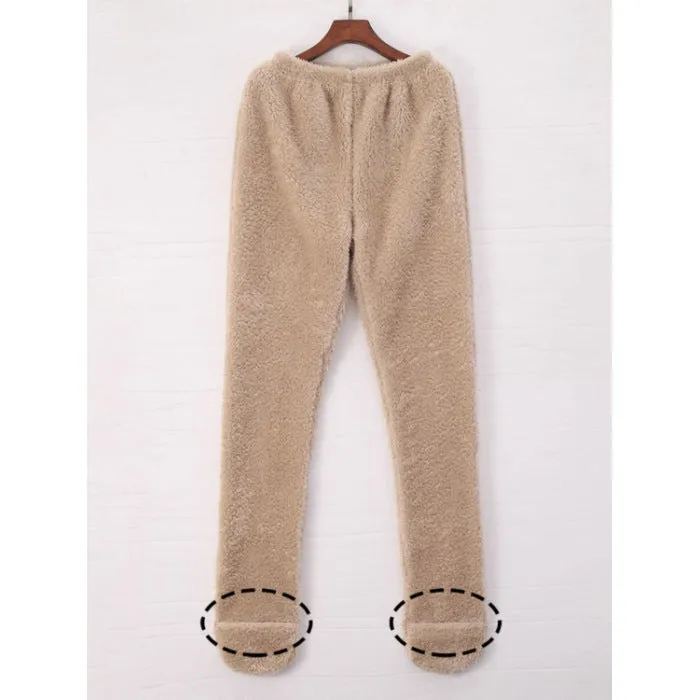 Women Coral Fleece Socks Leggings Winter Warm Sleepwear Ankles Knees Guard Women Home Pants Thick Pajamas Pant