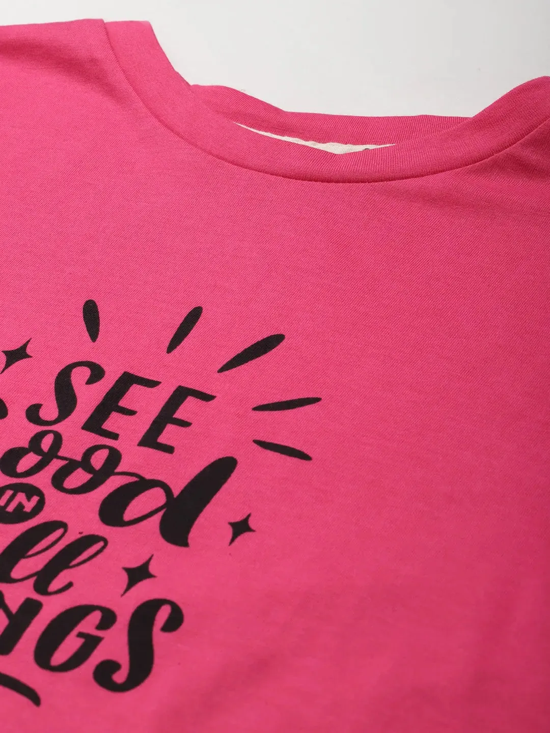 Women Fuchsia SEE GOOD Boxy Crop T-Shirt
