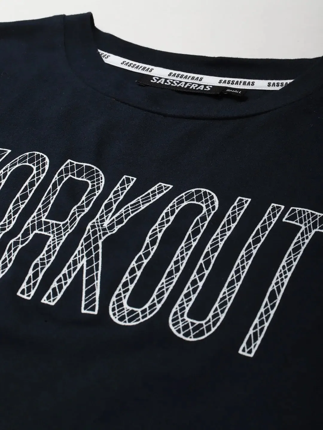 Women Navy WORKOUT Boxy Crop T-shirt
