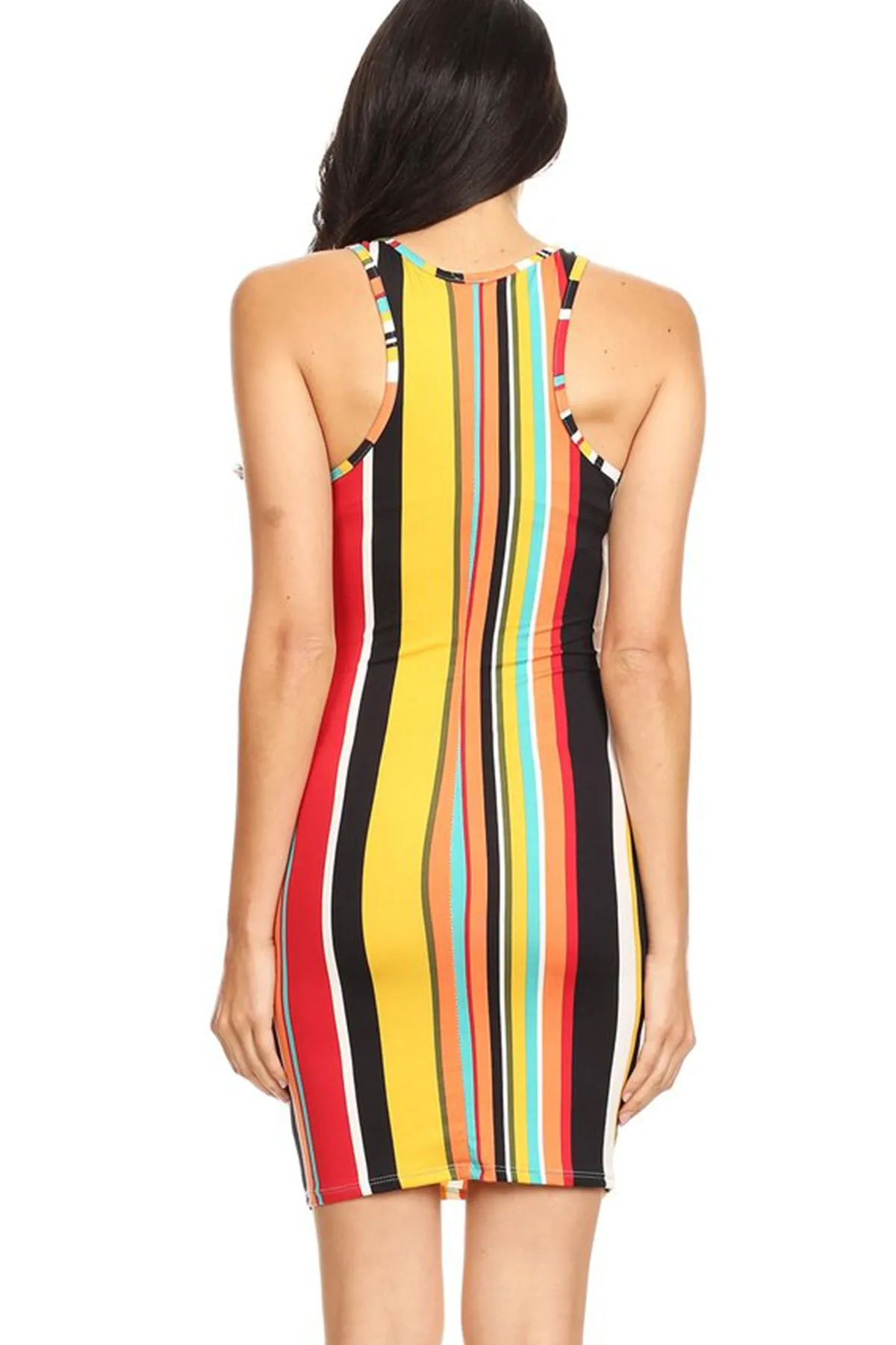 Women's Casual Floral Print Bodycon Mini Dress Sleeveless Scoop Neck Made in USA