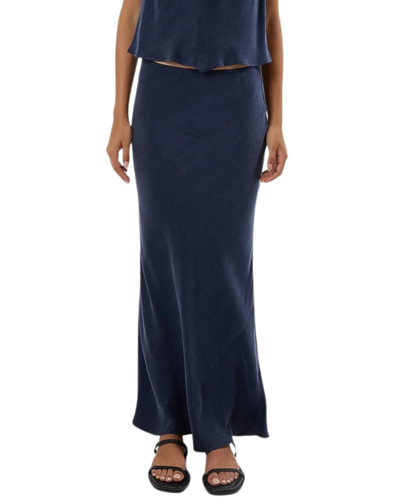 Womens Faye Slip Maxi Skirt - Oxford Blue